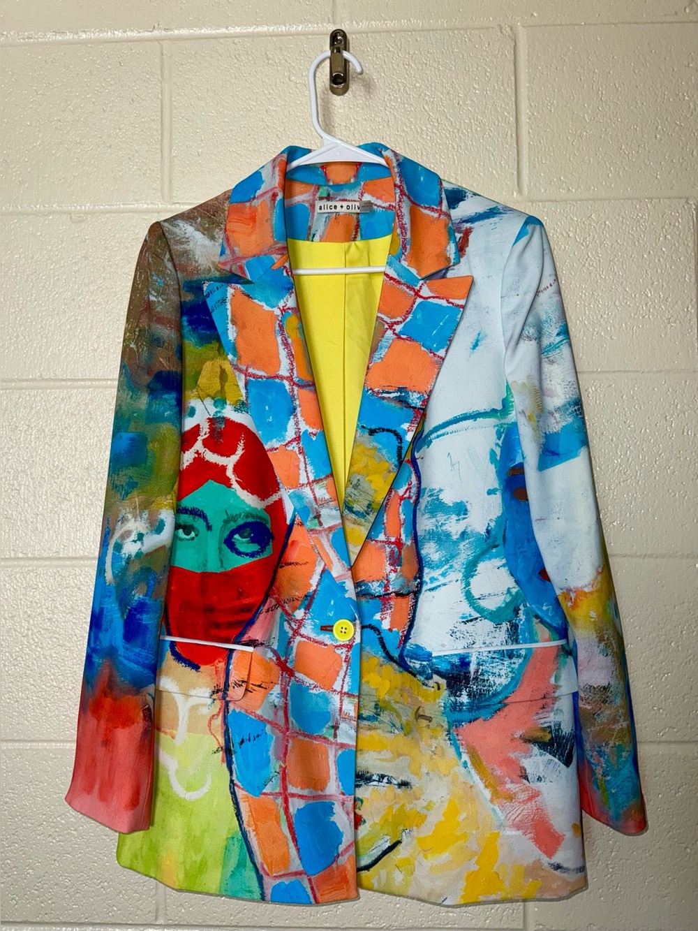 alice + olivia Abstract Art Blazer Sz 4 Lined Button Jacket Women’s Multicolor